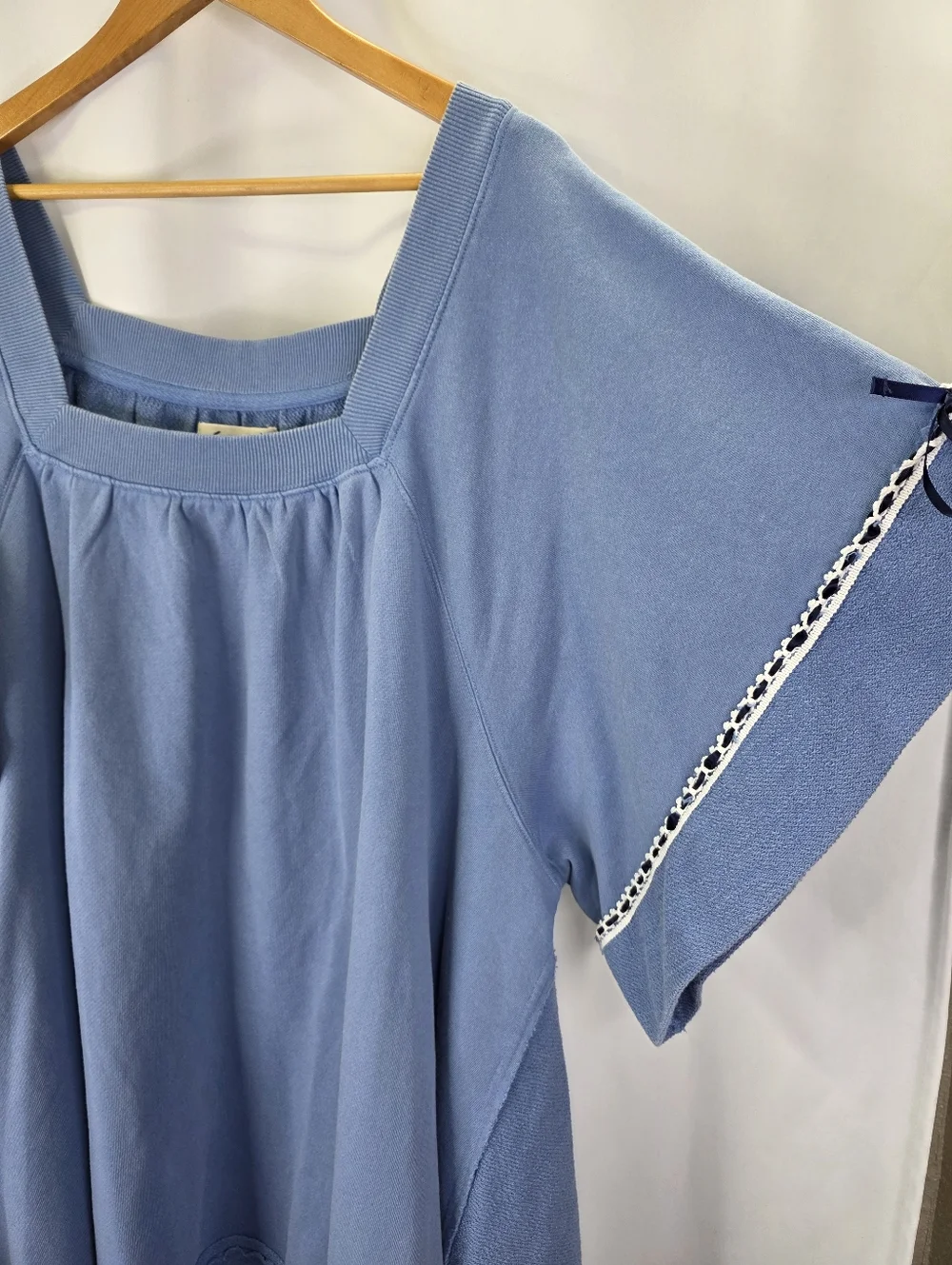New Free People Astoria Sweatshirt Tunic Dress Oversized Ribbon Lace Cotton M - Picture 8 of 16